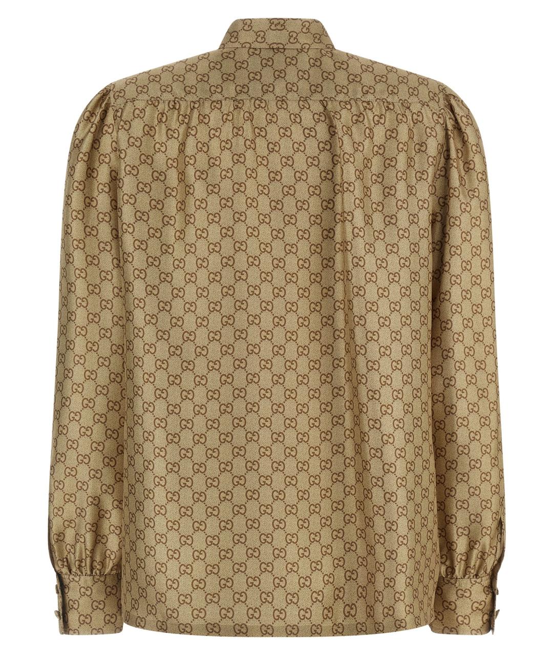 GUCCI Бежевая шелковая рубашка, фото 2