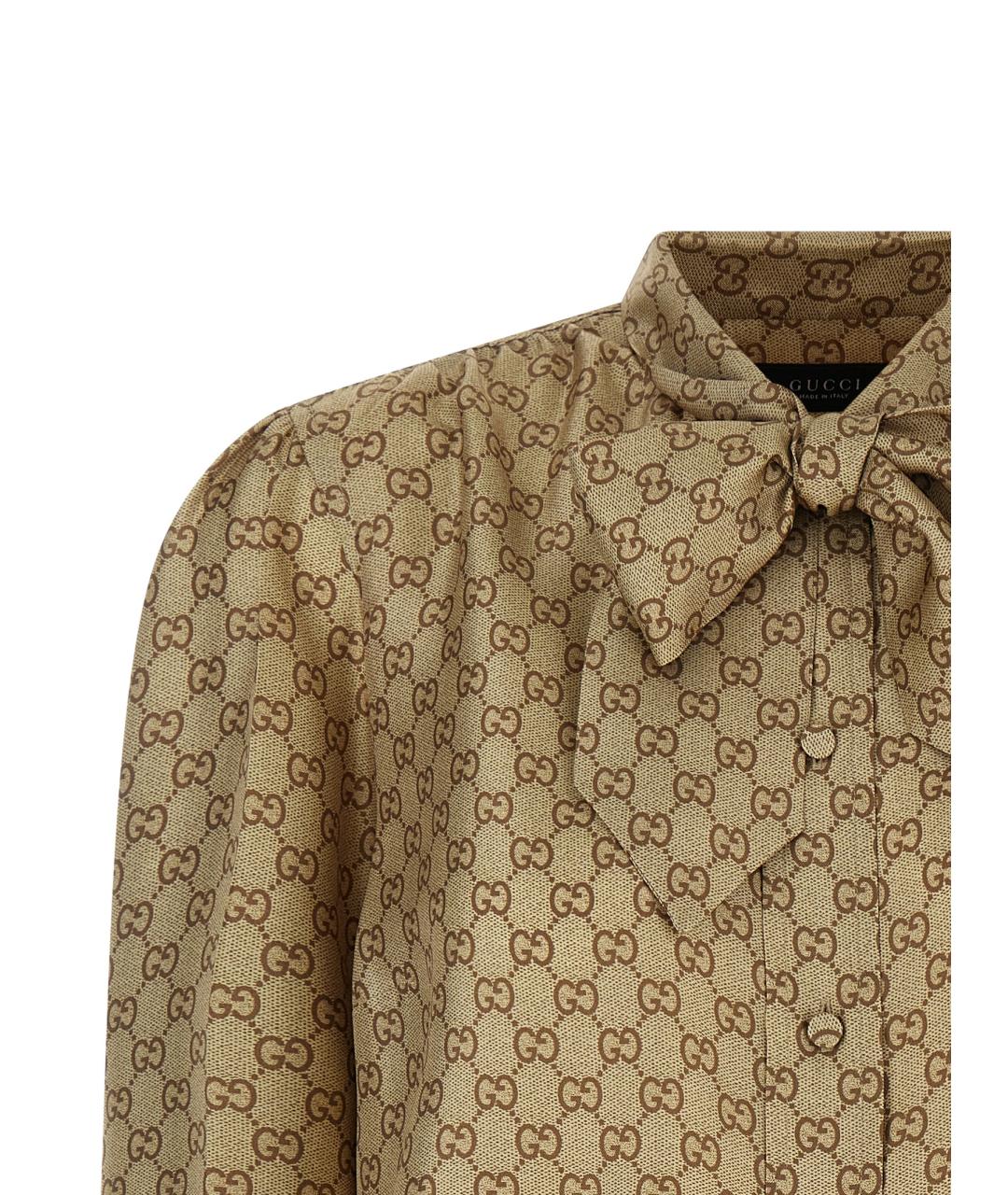 GUCCI Бежевая шелковая рубашка, фото 3