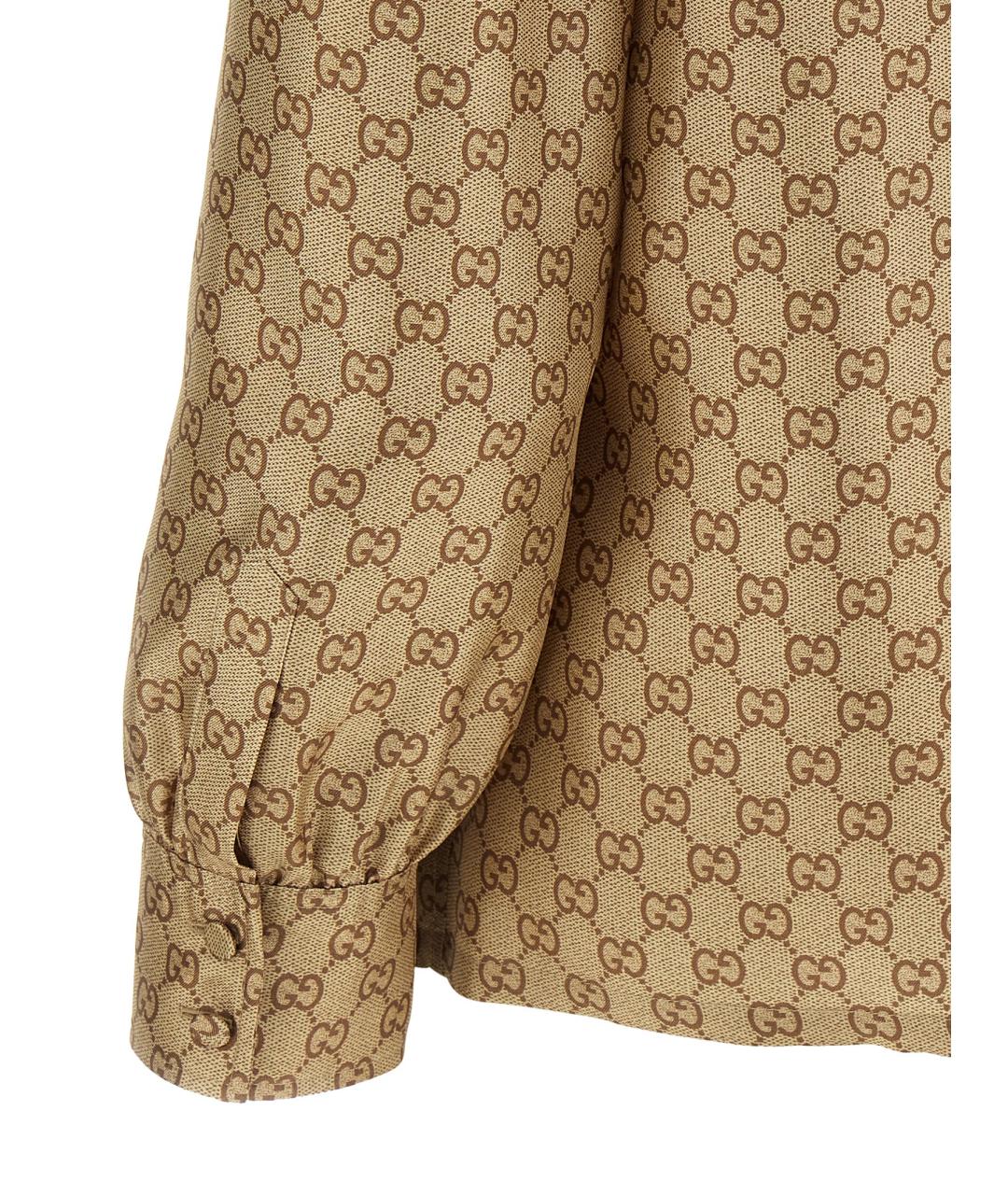 GUCCI Бежевая шелковая рубашка, фото 4