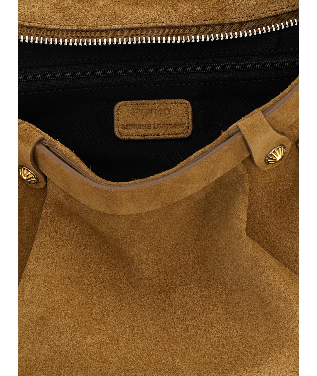 PINKO Бежевая хлопковая сумка через плечо, фото 4