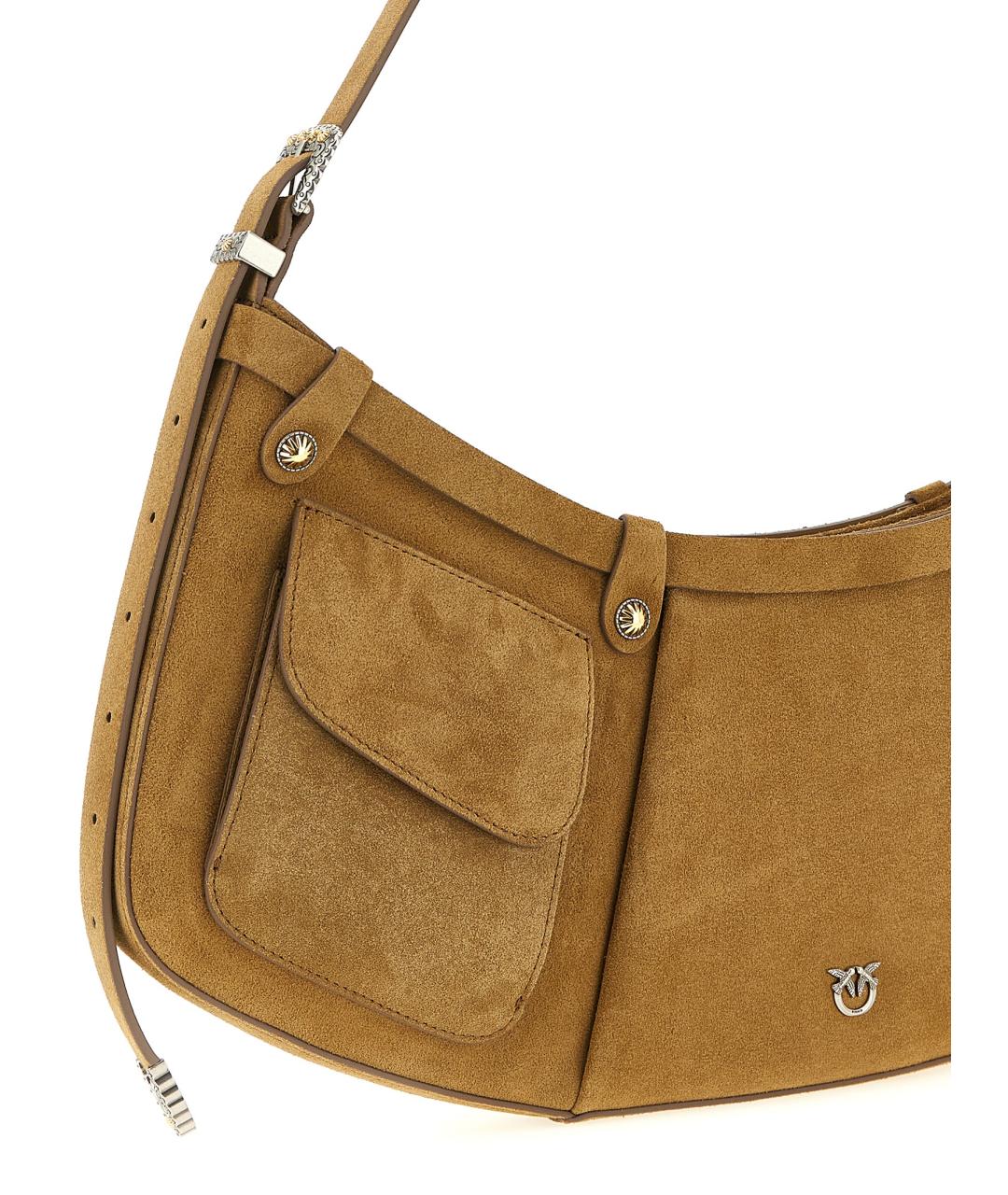 PINKO Бежевая хлопковая сумка через плечо, фото 3