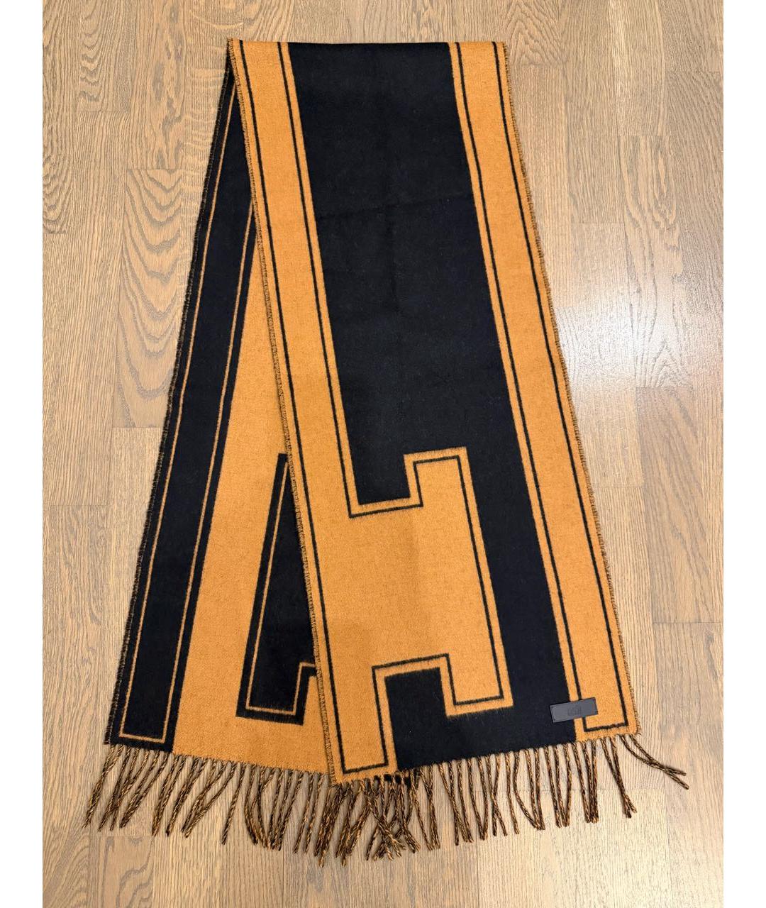 HERMES Коричневый кашемировый шарф, фото 3