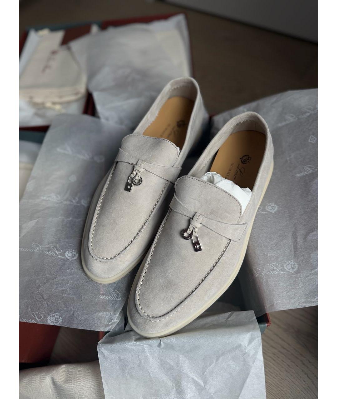 LORO PIANA Бежевые замшевые лоферы, фото 3