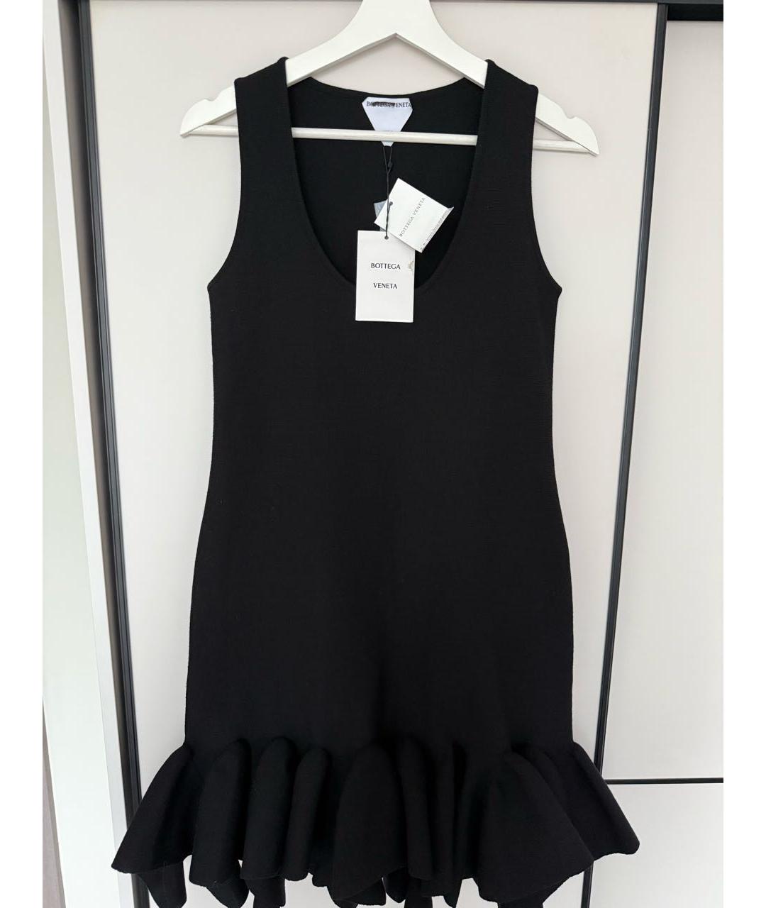 BOTTEGA VENETA Черное шерстяное повседневное платье, фото 3