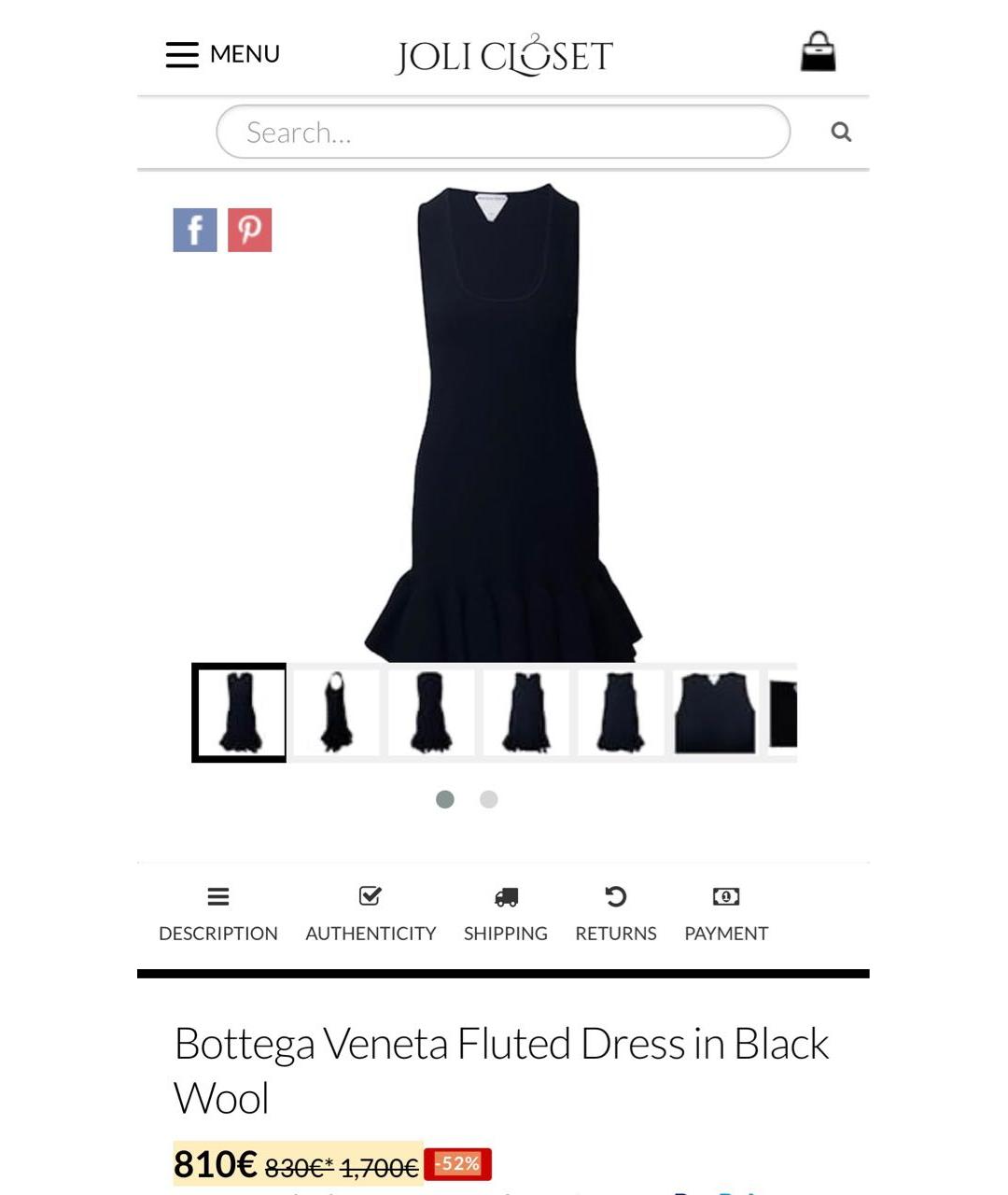 BOTTEGA VENETA Черное шерстяное повседневное платье, фото 6