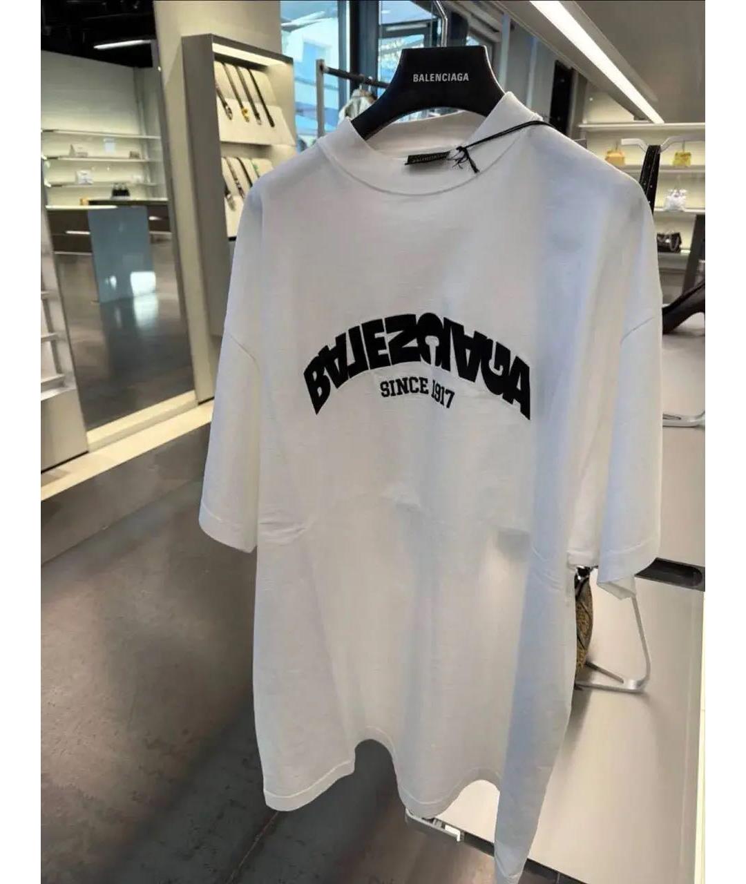 BALENCIAGA Белая хлопковая футболка, фото 3