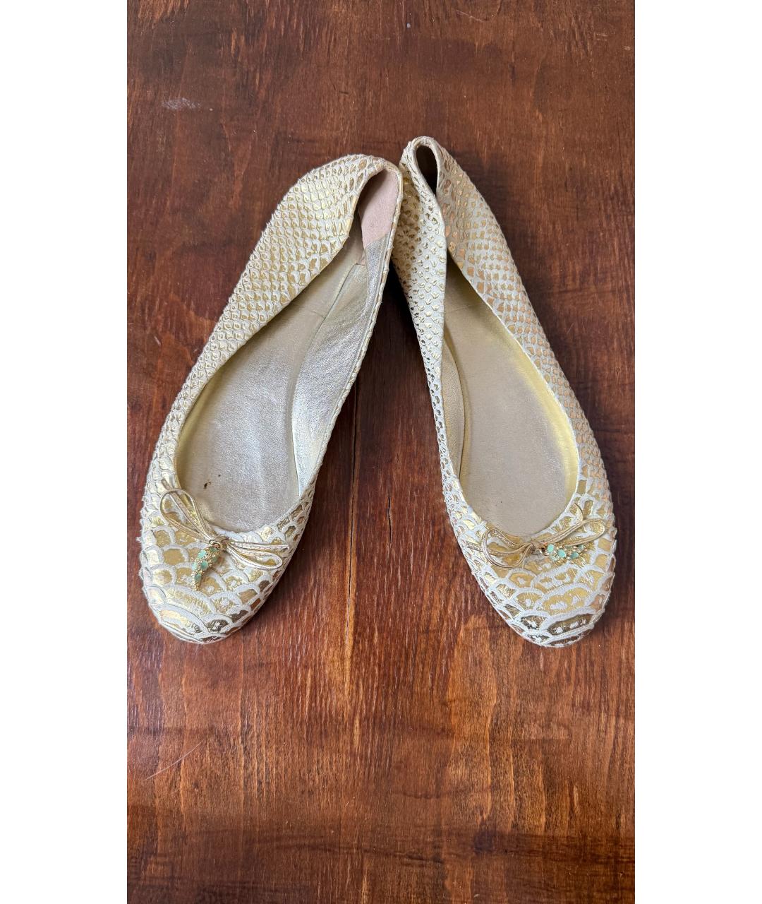 ROBERTO CAVALLI Золотые балетки, фото 2