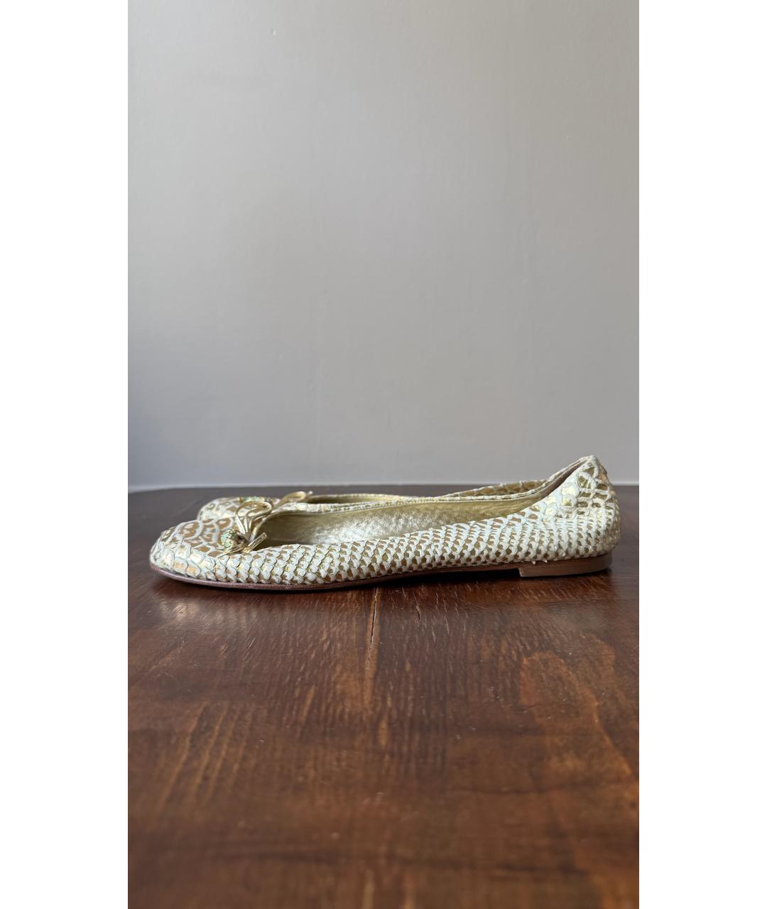 ROBERTO CAVALLI Золотые балетки, фото 8