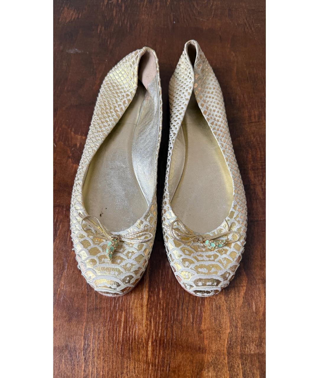 ROBERTO CAVALLI Золотые балетки, фото 3