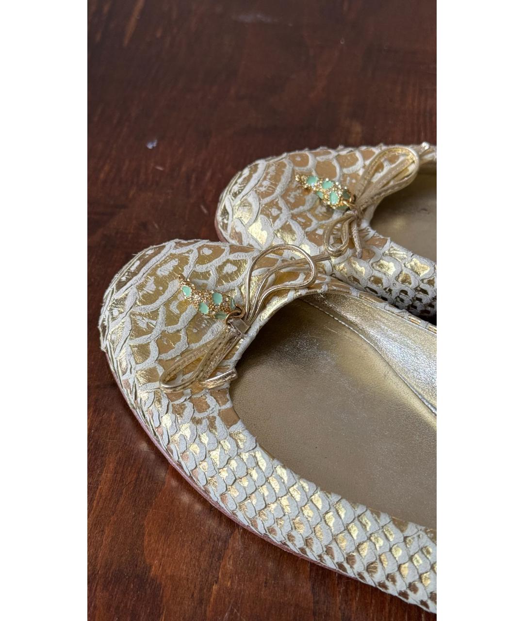 ROBERTO CAVALLI Золотые балетки, фото 6