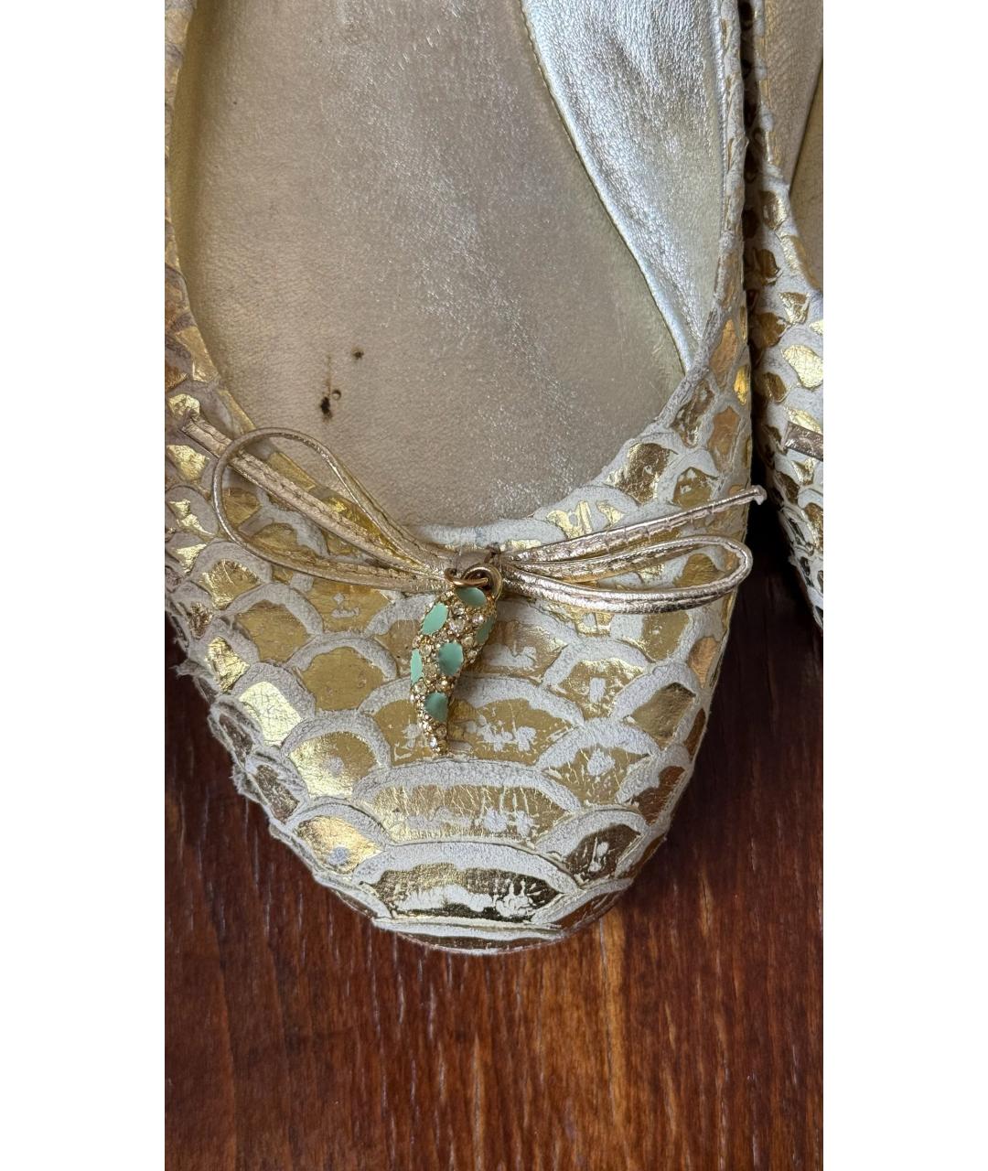 ROBERTO CAVALLI Золотые балетки, фото 4