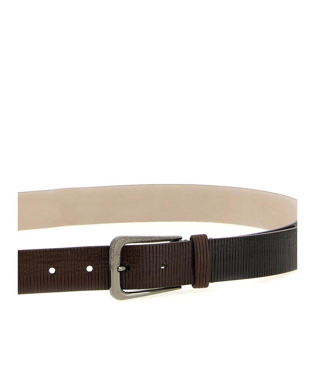 BRUNELLO CUCINELLI Коричневый кожаный ремень, фото 3