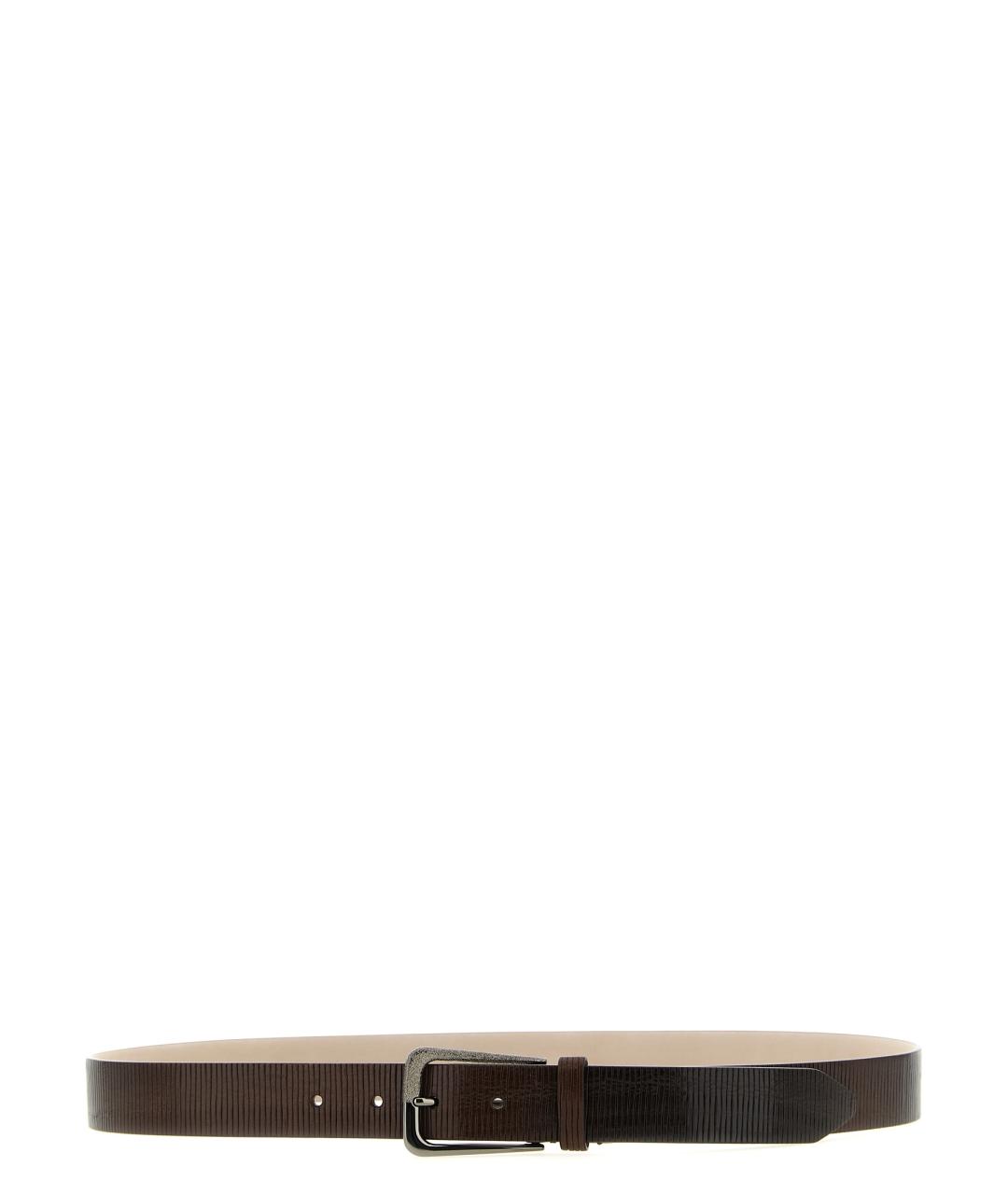 BRUNELLO CUCINELLI Коричневый кожаный ремень, фото 1