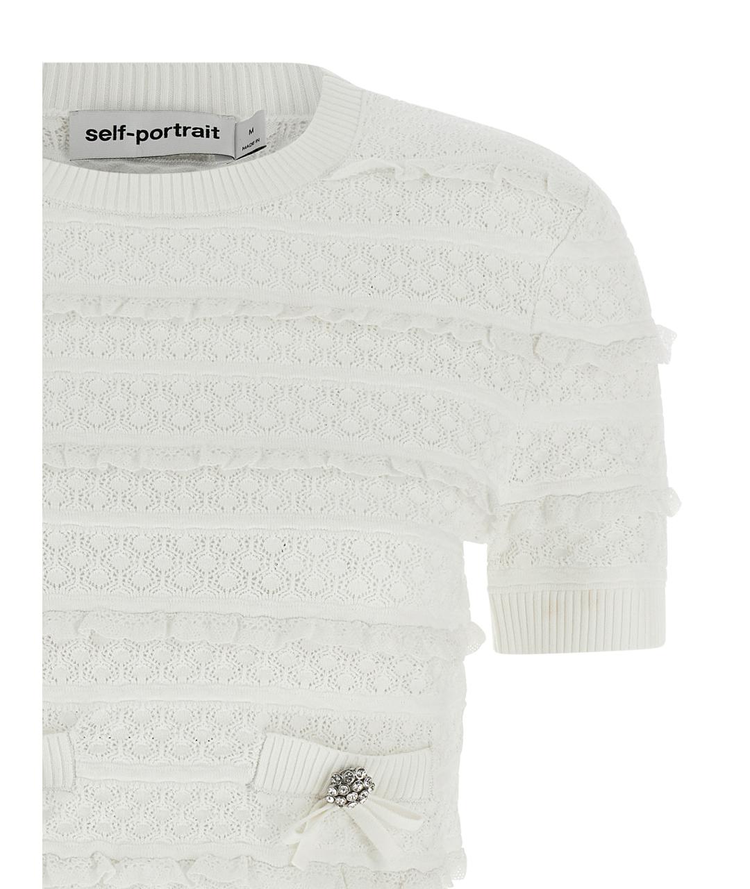 SELF-PORTRAIT Белая вискозная блузы, фото 3