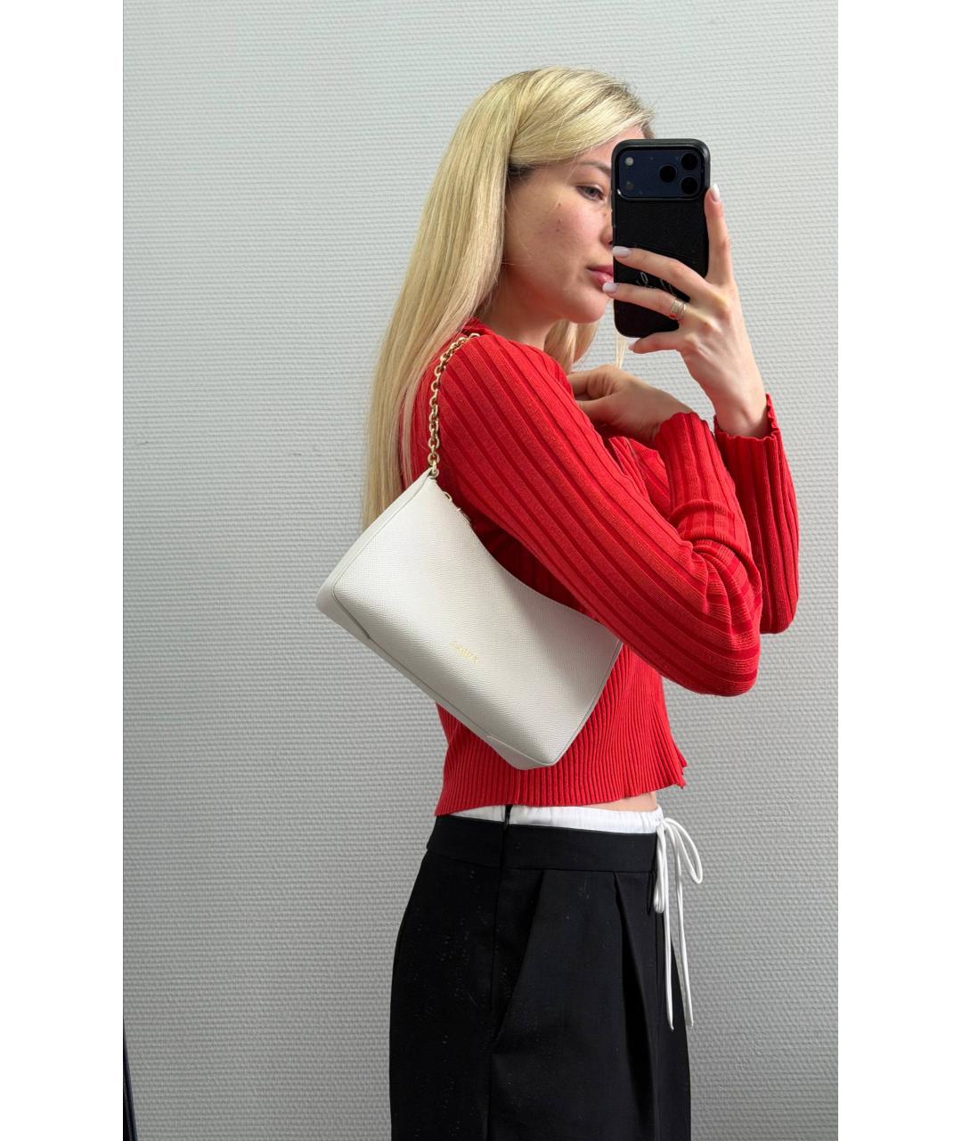FURLA Белая кожаная сумка с короткими ручками, фото 5