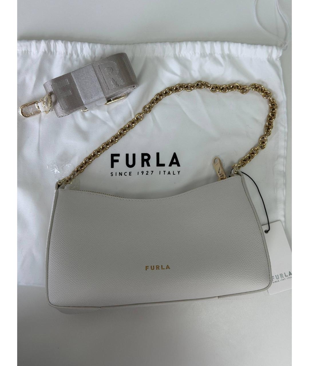 FURLA Белая кожаная сумка с короткими ручками, фото 6