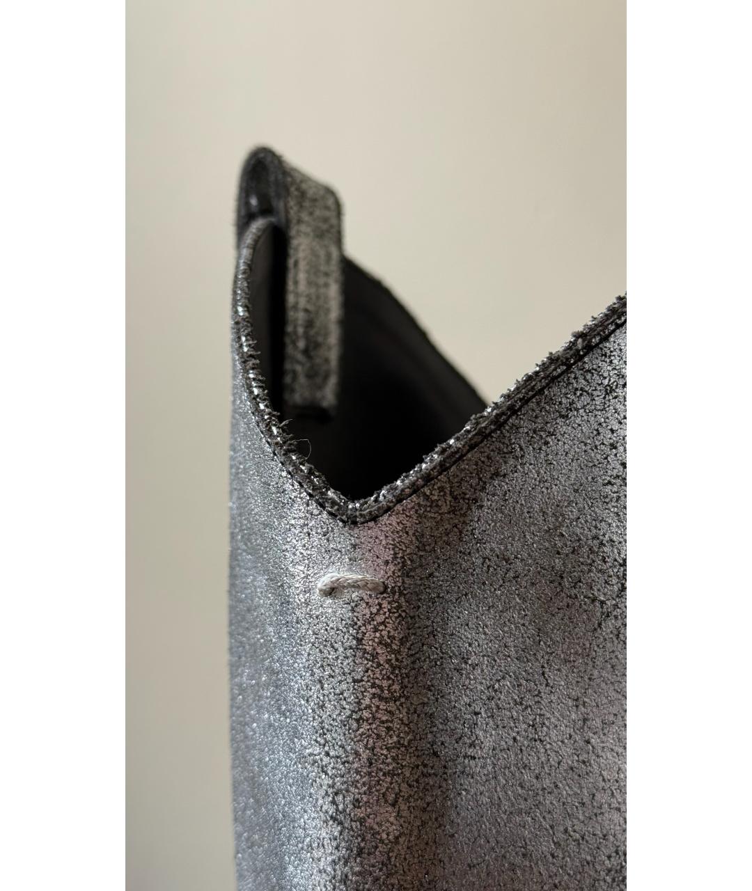 MAISON MARGIELA Серебряные кожаные сапоги, фото 5