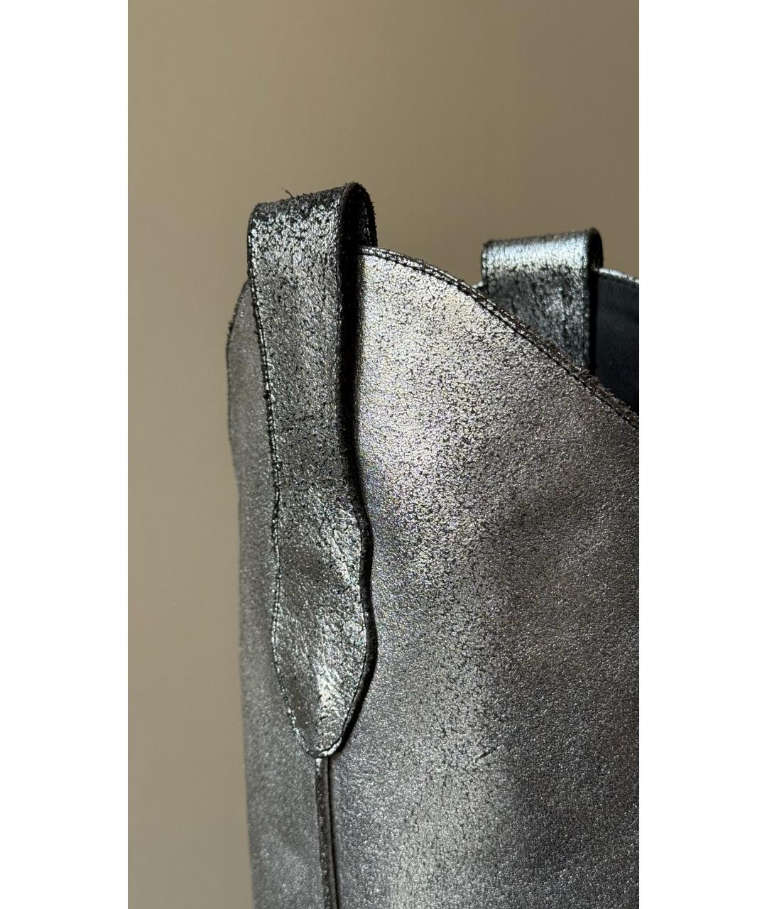 MAISON MARGIELA Серебряные кожаные сапоги, фото 6