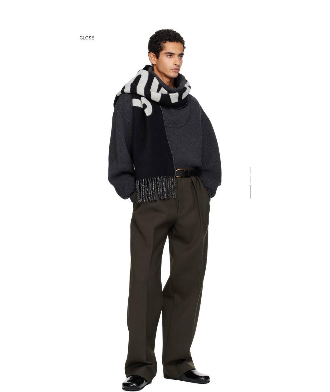 JACQUEMUS Черный шерстяной шарф, фото 3