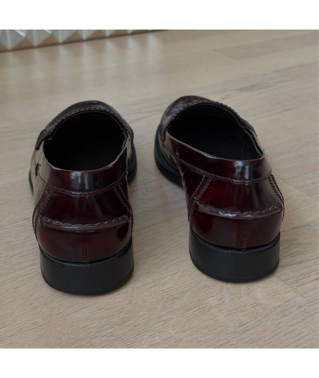 TOD'S Бордовые кожаные лоферы, фото 4