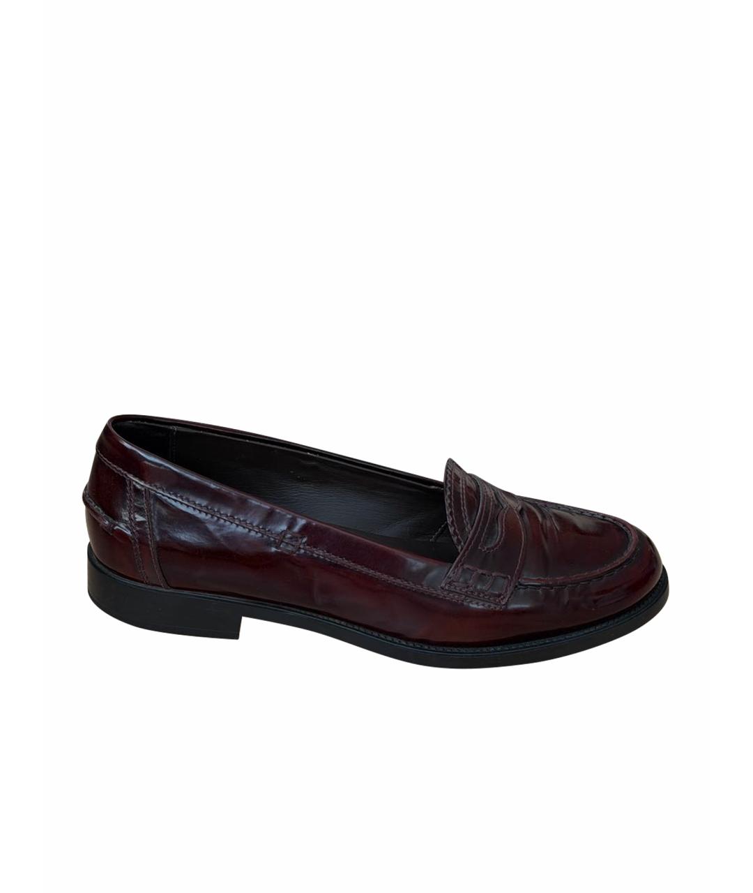 TOD'S Бордовые кожаные лоферы, фото 1
