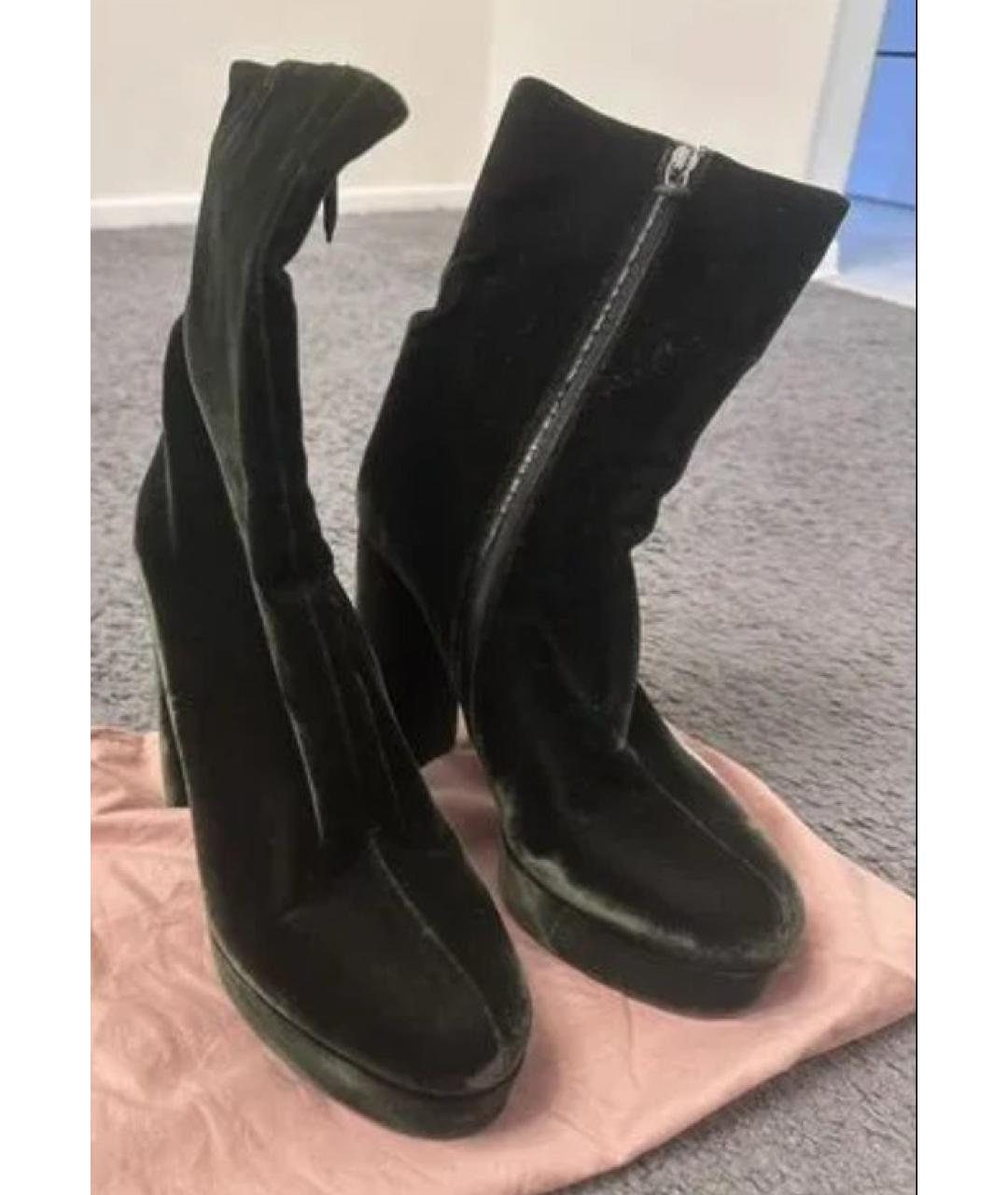 MIU MIU Зеленые бархатные ботильоны, фото 2