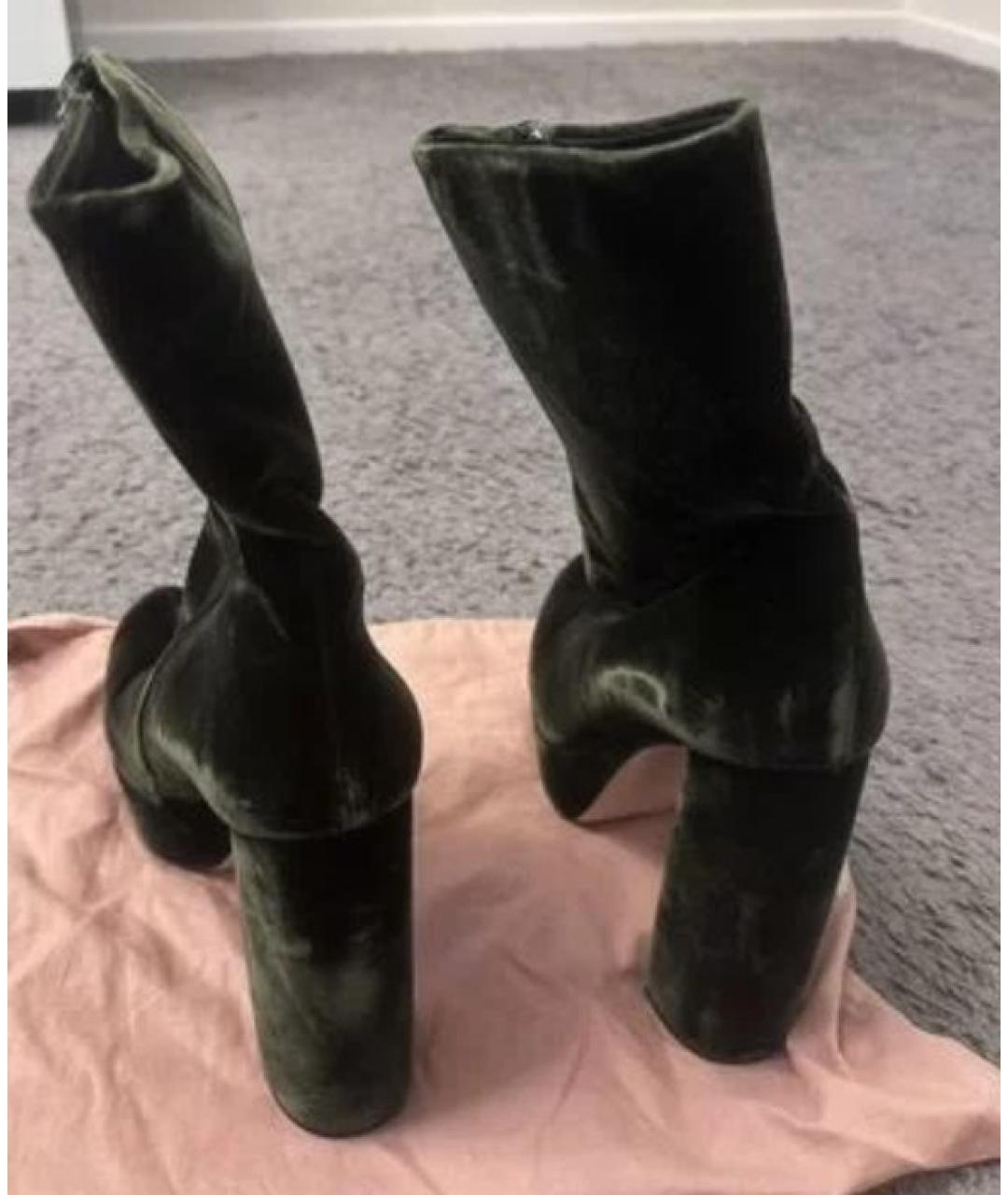 MIU MIU Зеленые бархатные ботильоны, фото 3