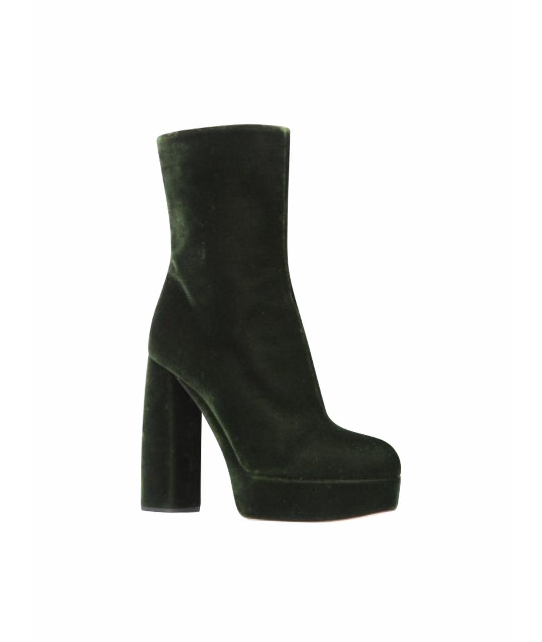 MIU MIU Зеленые бархатные ботильоны, фото 1