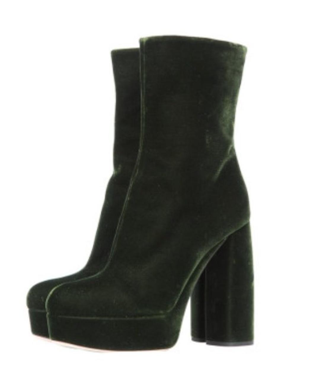 MIU MIU Зеленые бархатные ботильоны, фото 4