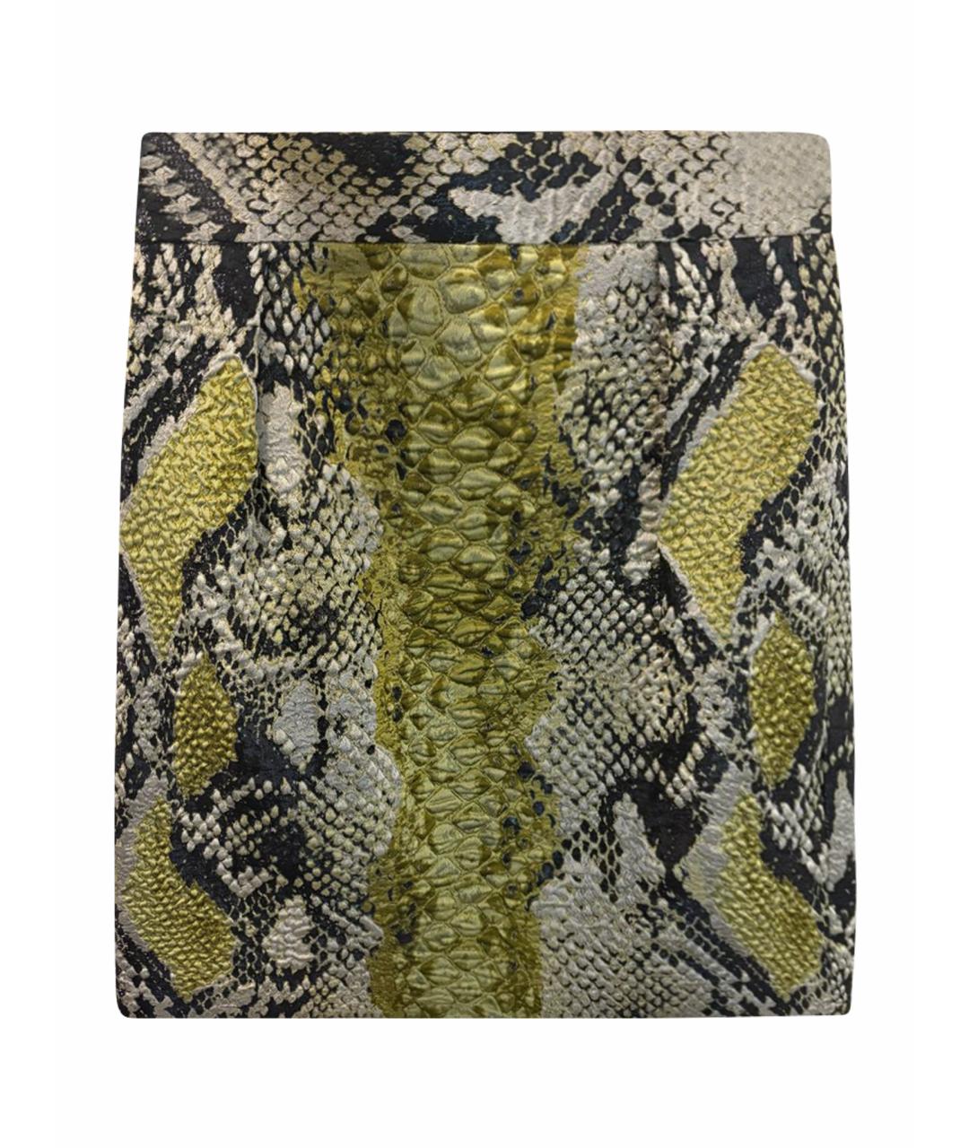 GUCCI Хаки шелковая юбка мини, фото 1