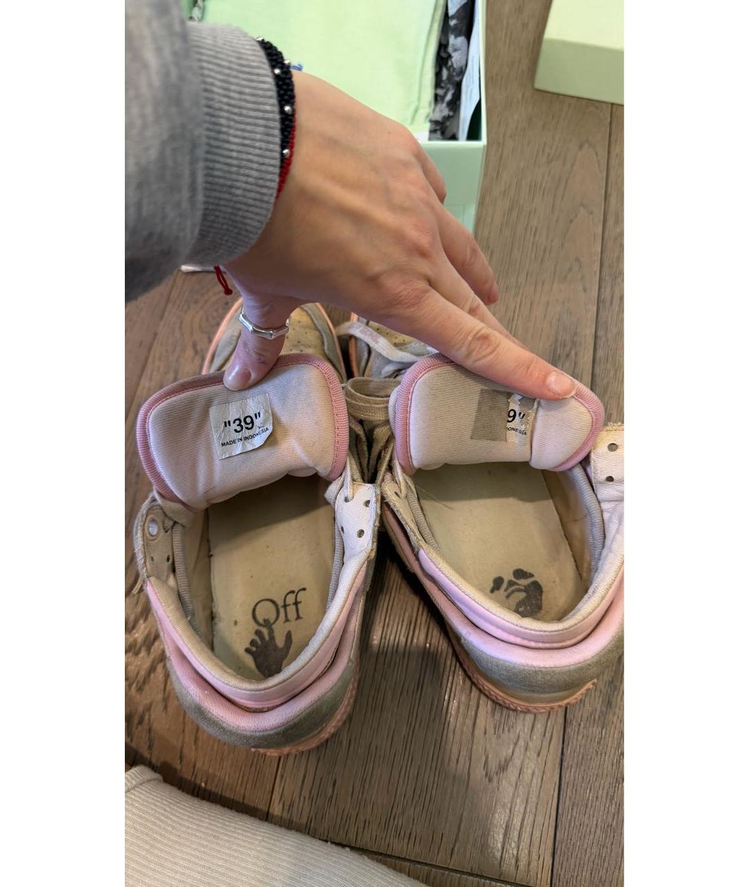 OFF-WHITE Розовые кожаные кеды, фото 5