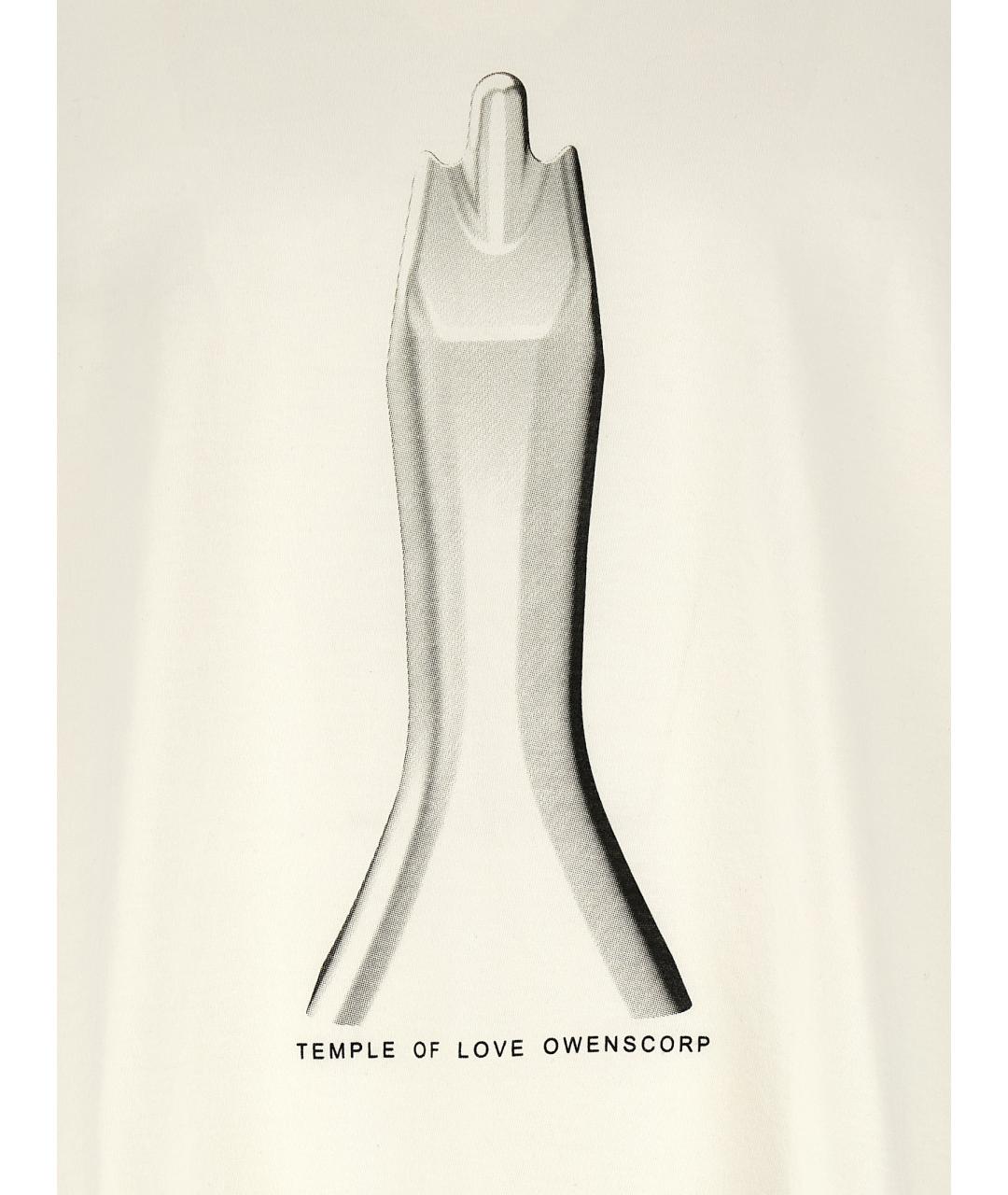 RICK OWENS DRKSHDW Бежевая хлопковая футболка, фото 4