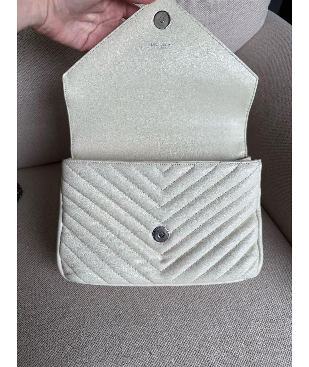 SAINT LAURENT Белая кожаная сумка через плечо, фото 4