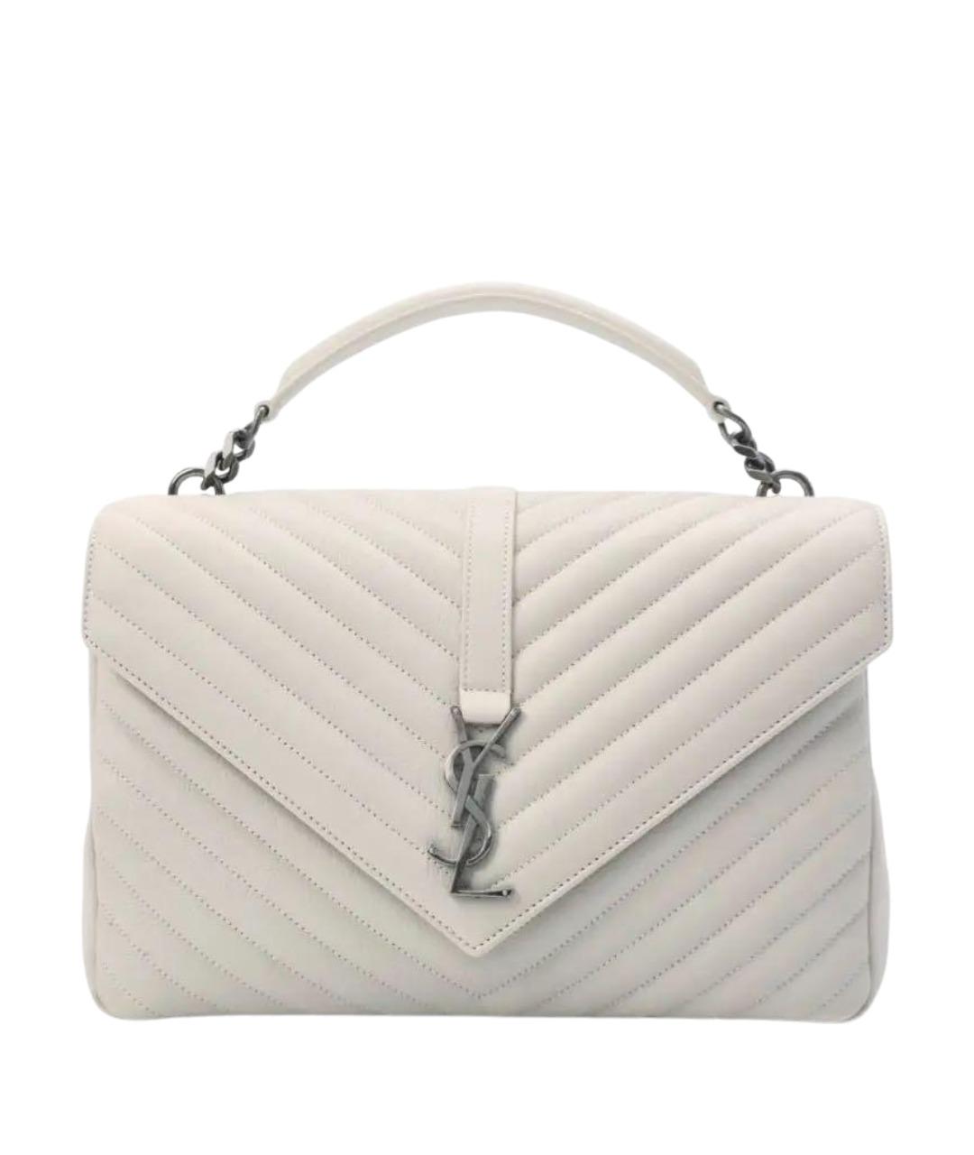 SAINT LAURENT Белая кожаная сумка через плечо, фото 1
