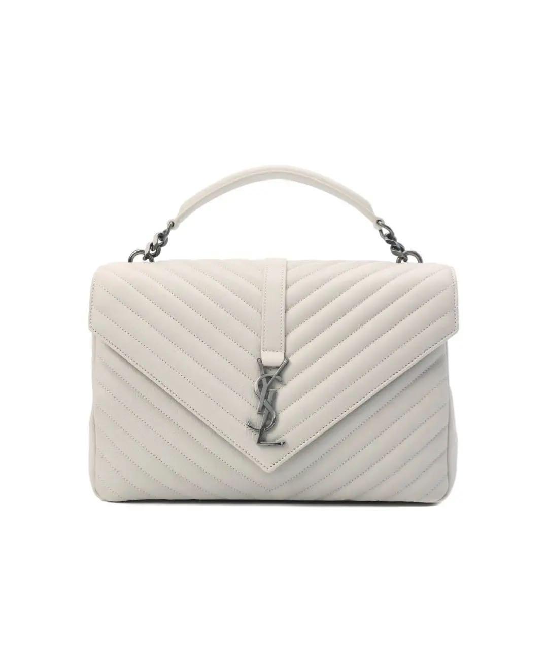 SAINT LAURENT Белая кожаная сумка через плечо, фото 9