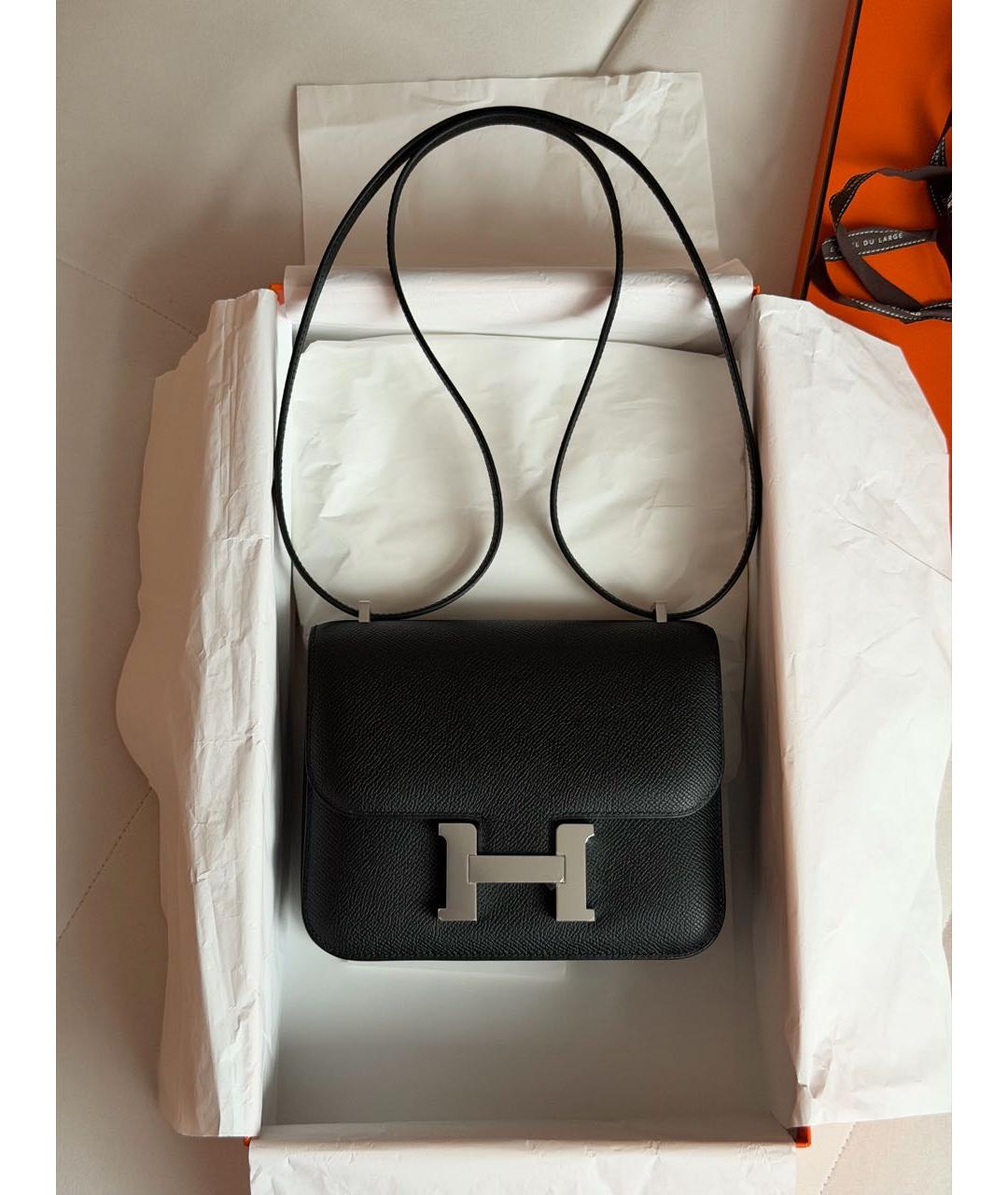 HERMES Черная кожаная сумка через плечо, фото 5