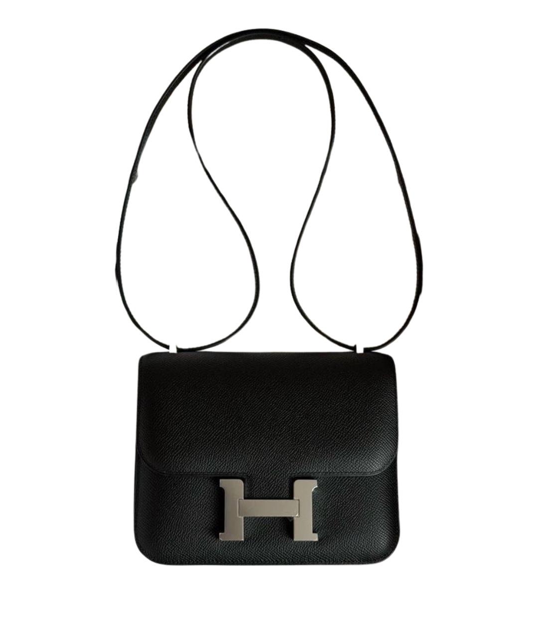 HERMES Черная кожаная сумка через плечо, фото 1