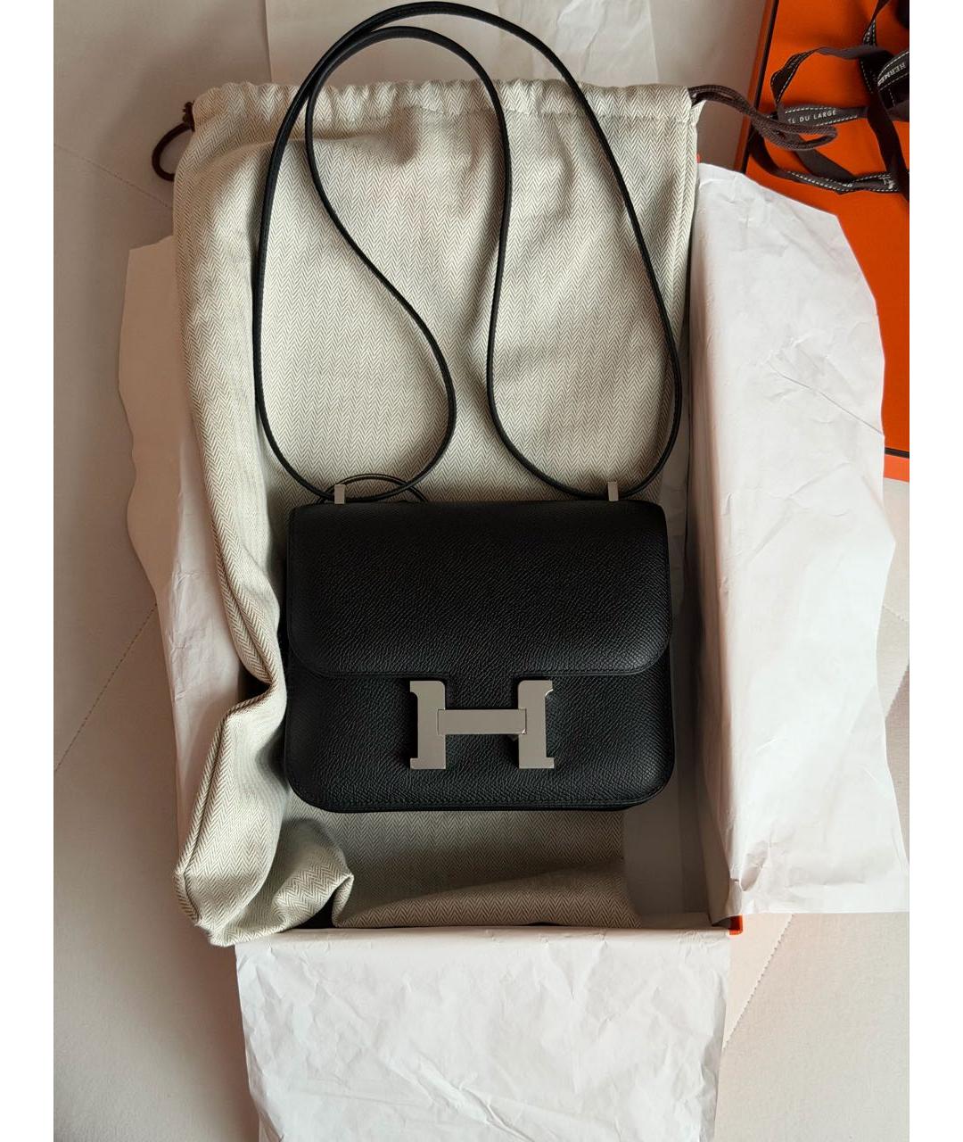 HERMES Черная кожаная сумка через плечо, фото 2