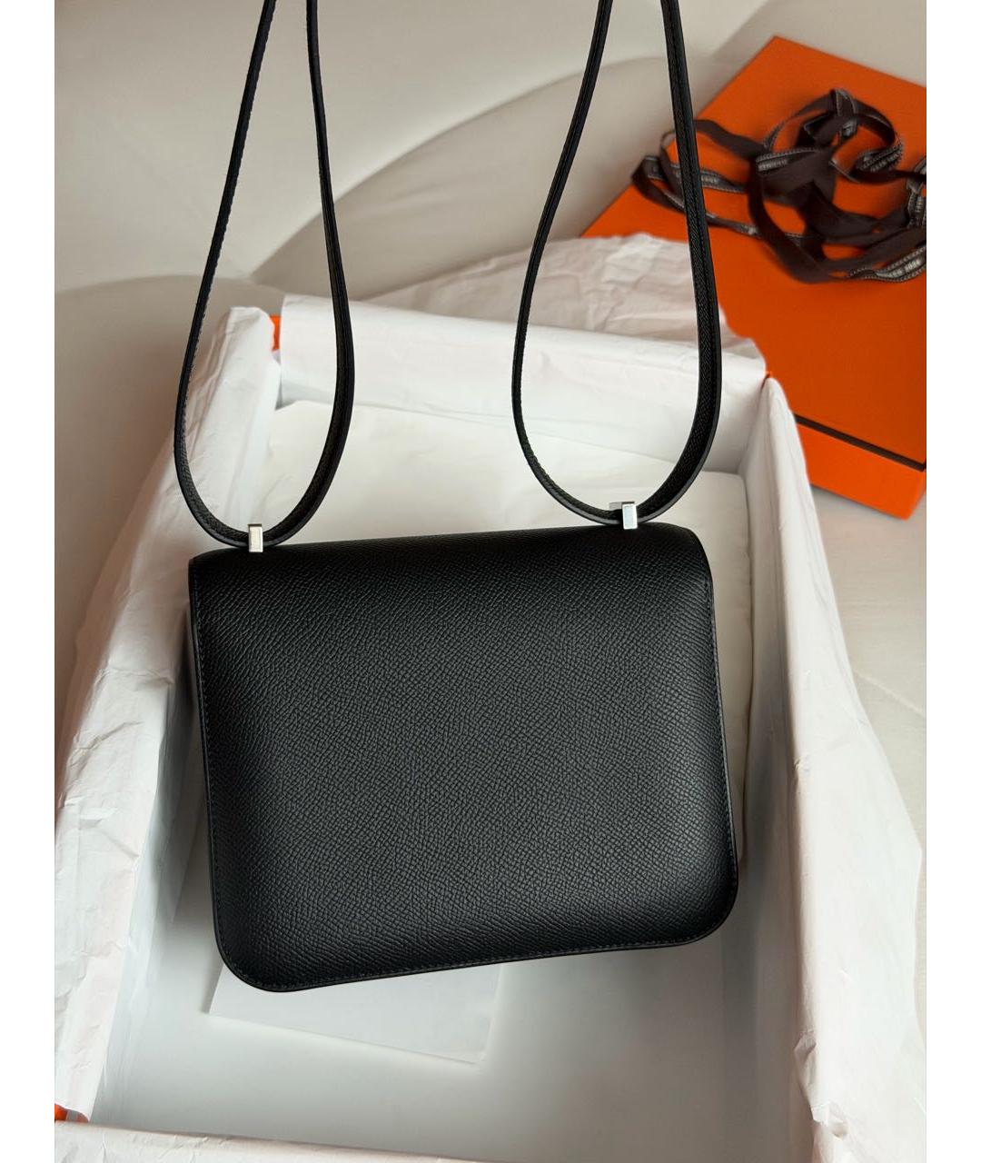 HERMES Черная кожаная сумка через плечо, фото 3