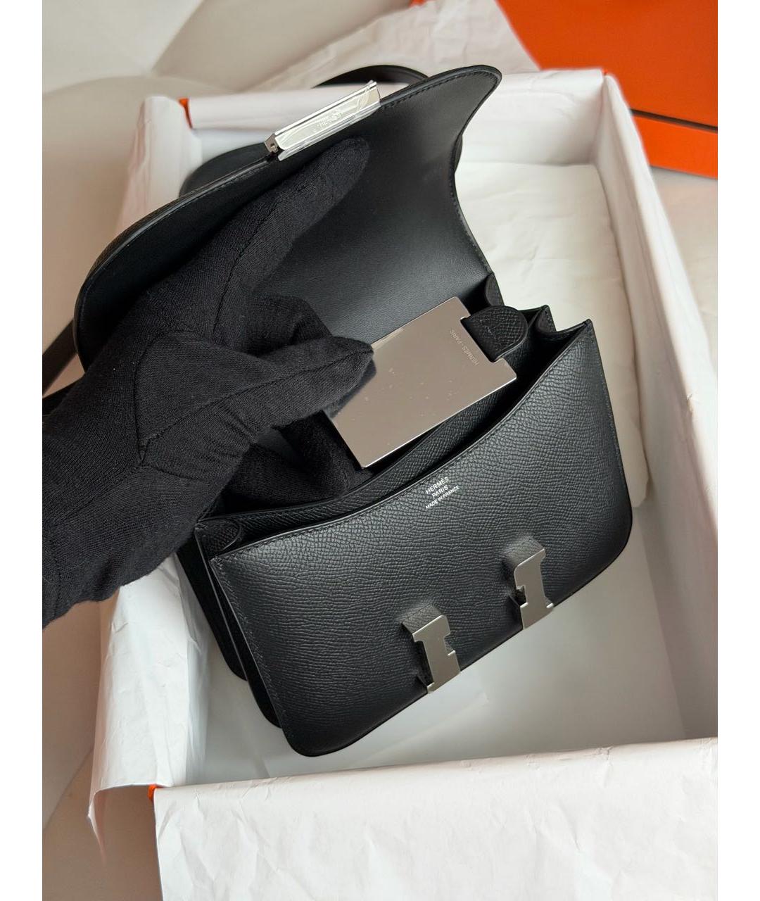 HERMES Черная кожаная сумка через плечо, фото 4