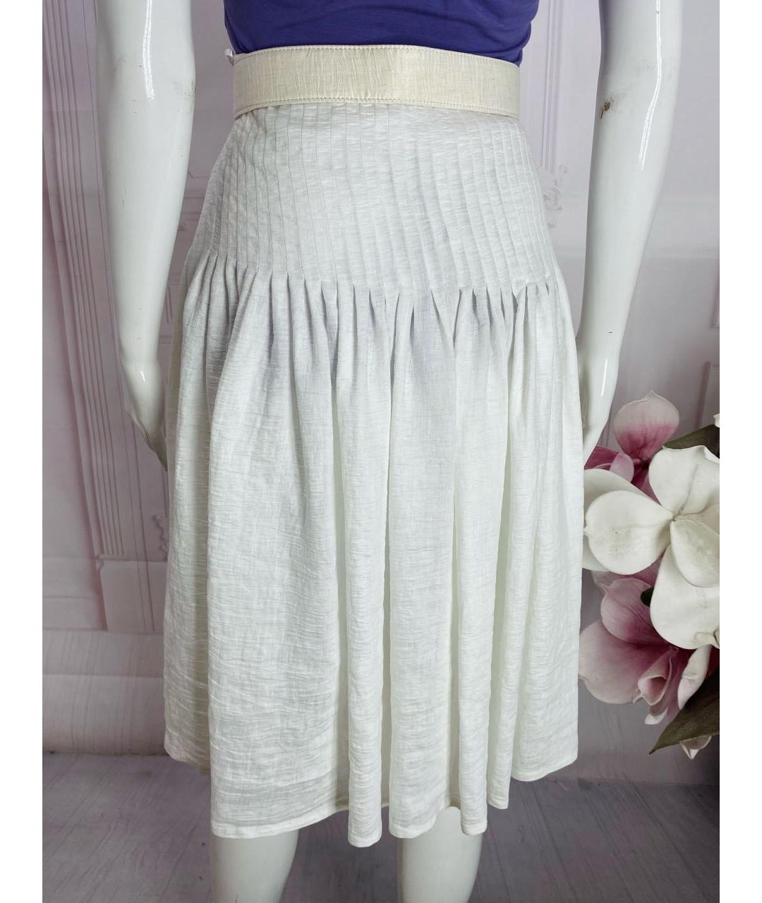 LIVIANA CONTI Белая льняная юбка миди, фото 8