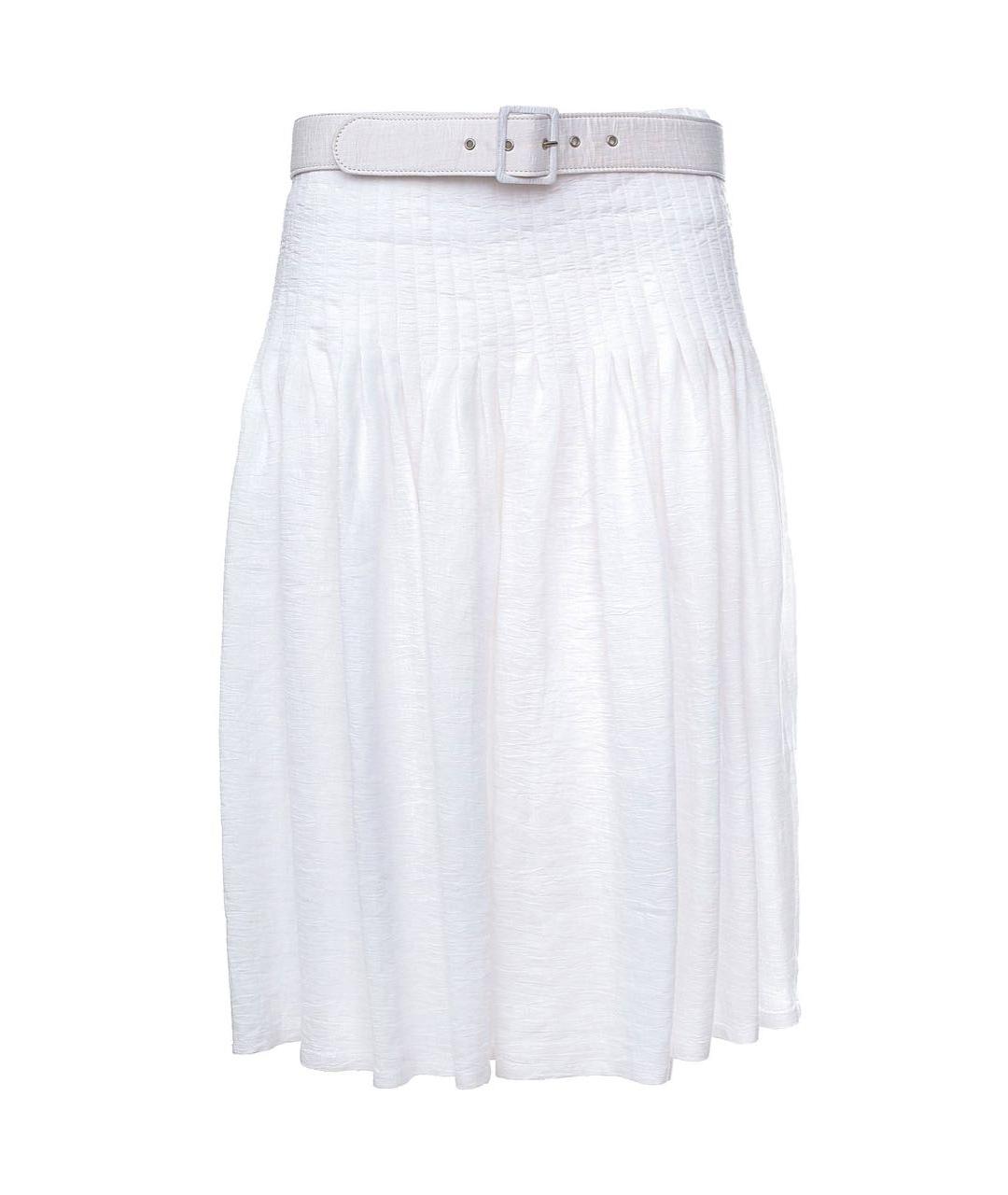 LIVIANA CONTI Белая льняная юбка миди, фото 1