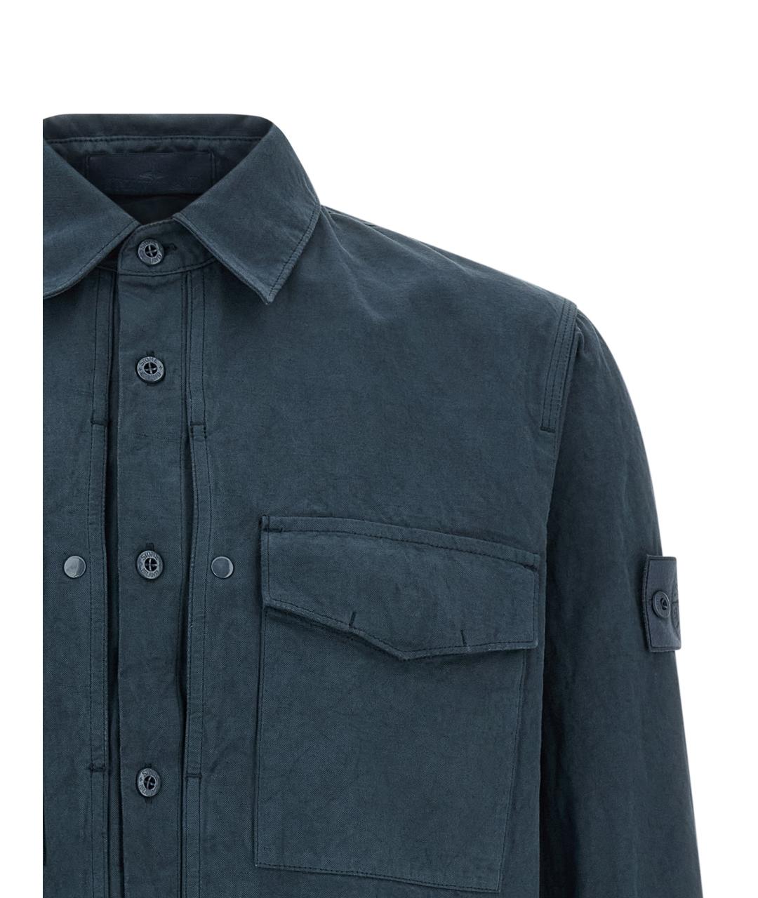 STONE ISLAND Синяя хлопковая кэжуал рубашка, фото 3