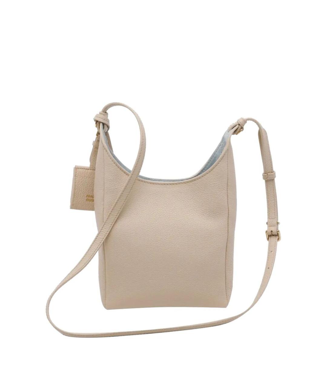 MIU MIU Бежевая кожаная сумка через плечо, фото 3