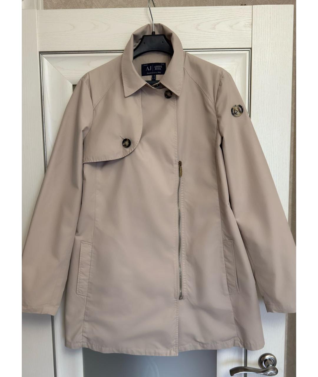 ARMANI JEANS Бежевый полиамидовый тренч/плащ, фото 3