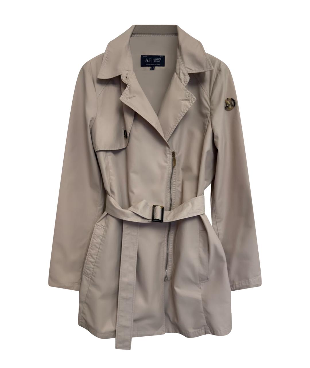 ARMANI JEANS Бежевый полиамидовый тренч/плащ, фото 1