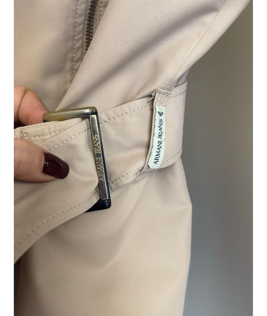 ARMANI JEANS Бежевый полиамидовый тренч/плащ, фото 5