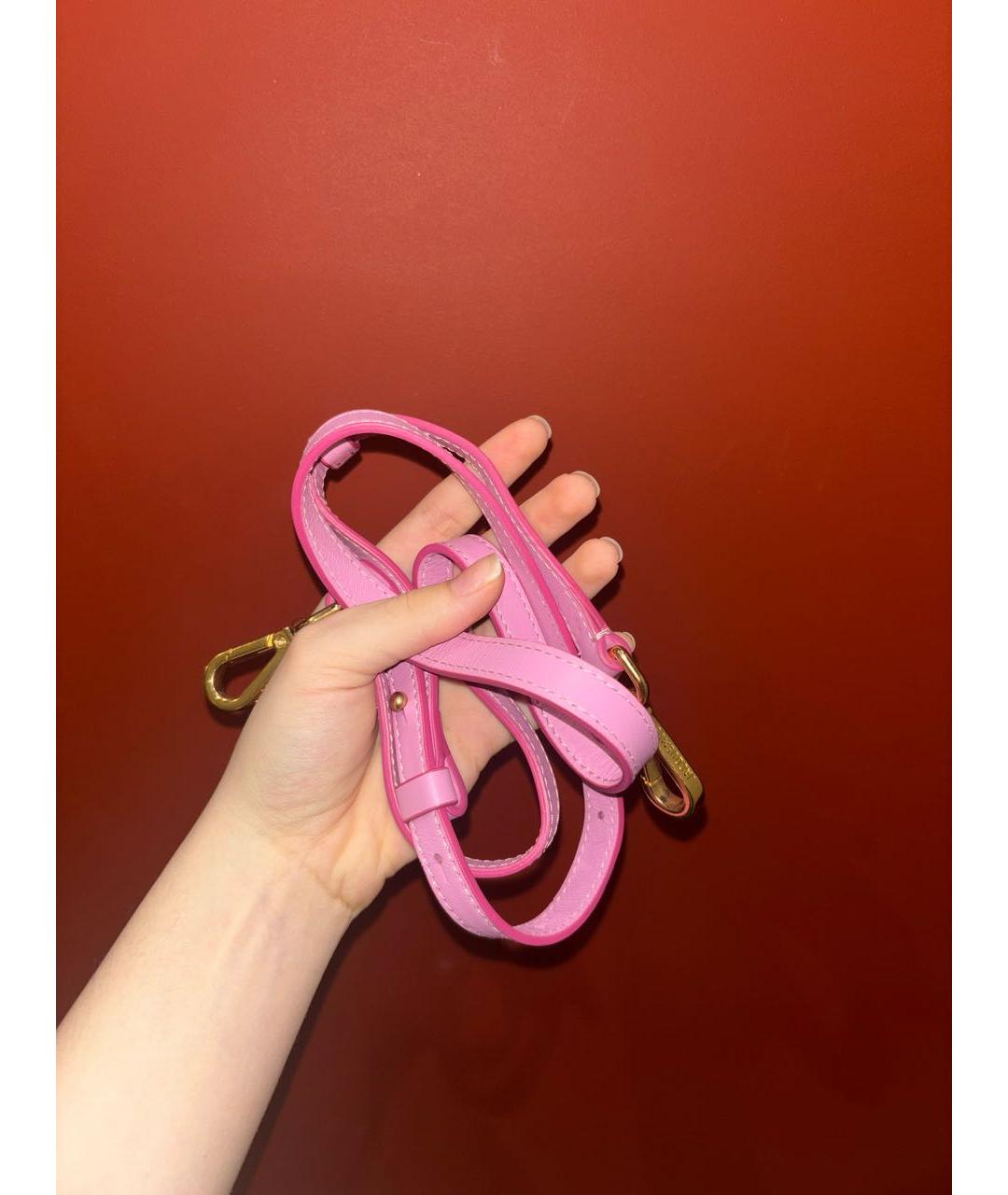 JACQUEMUS Розовая кожаная сумка с короткими ручками, фото 5