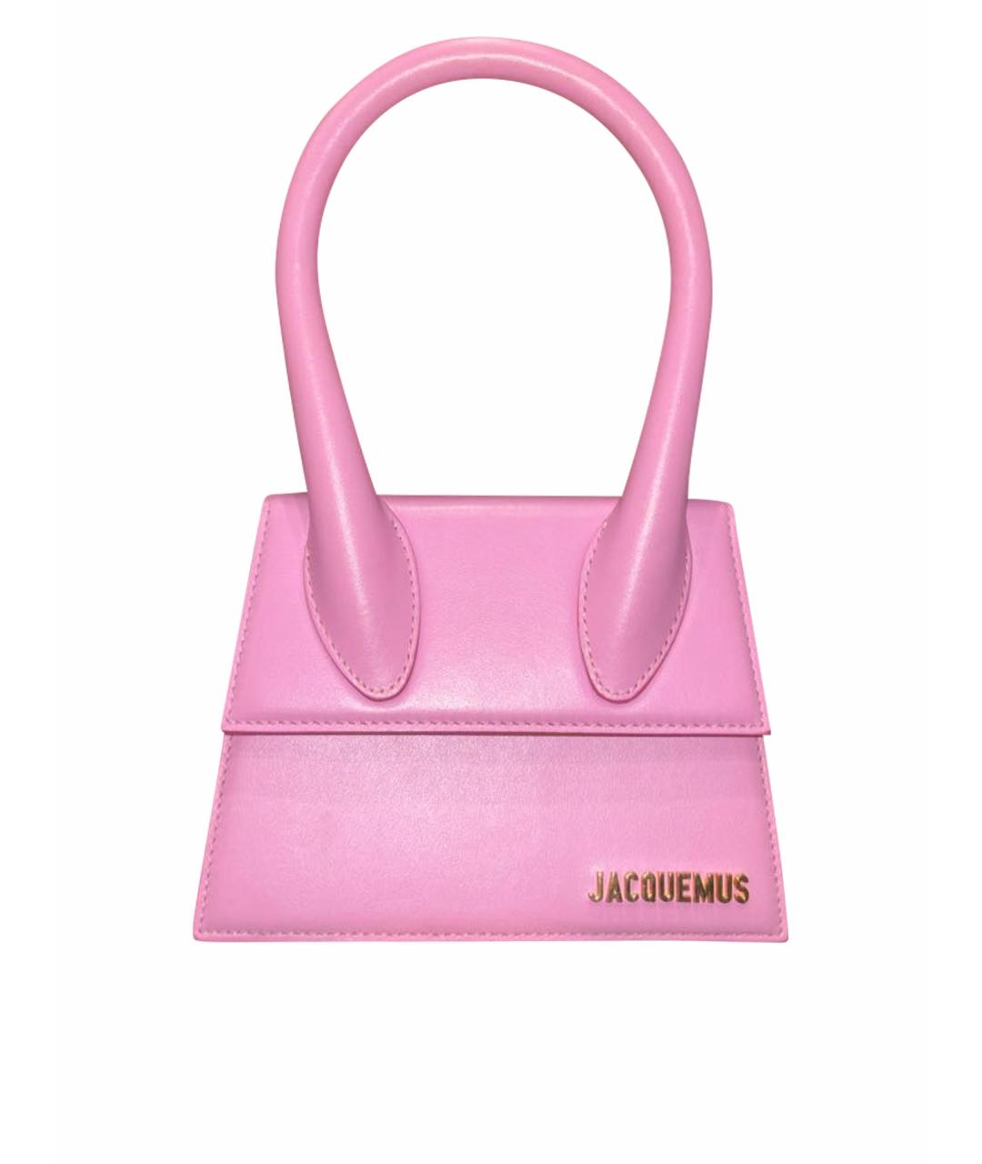 JACQUEMUS Розовая кожаная сумка с короткими ручками, фото 1