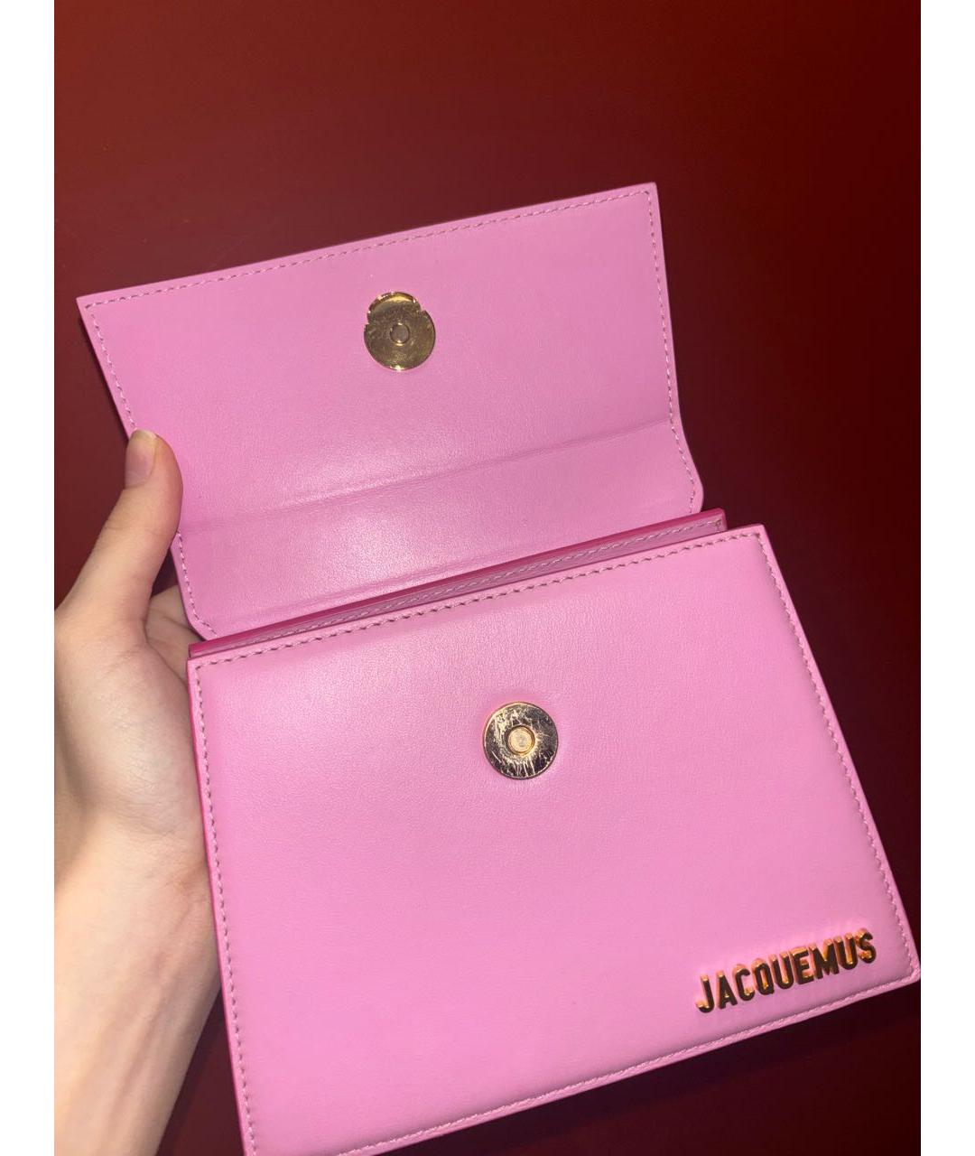 JACQUEMUS Розовая кожаная сумка с короткими ручками, фото 4